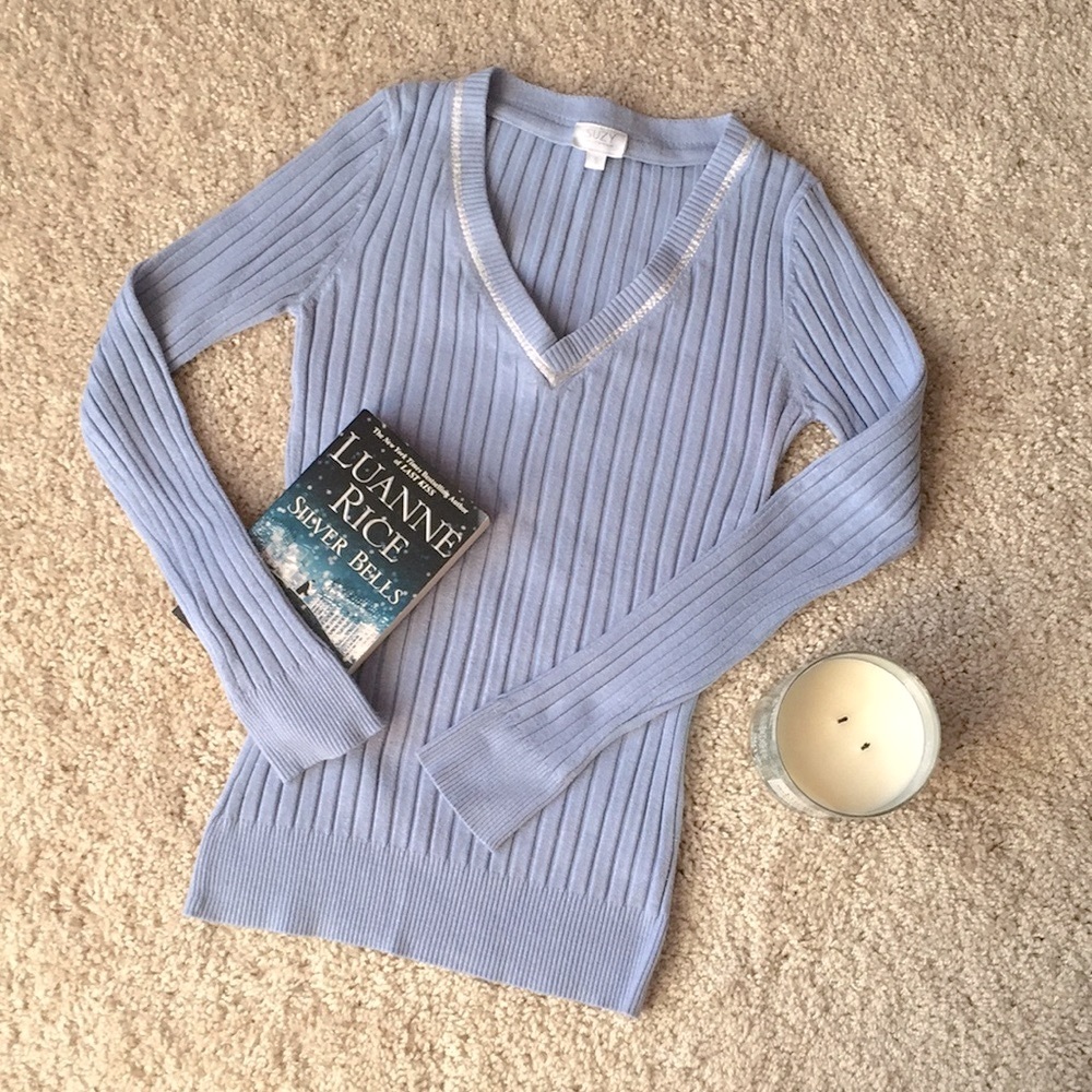 Suzy Shier | Ribbed V-Neck Sweater